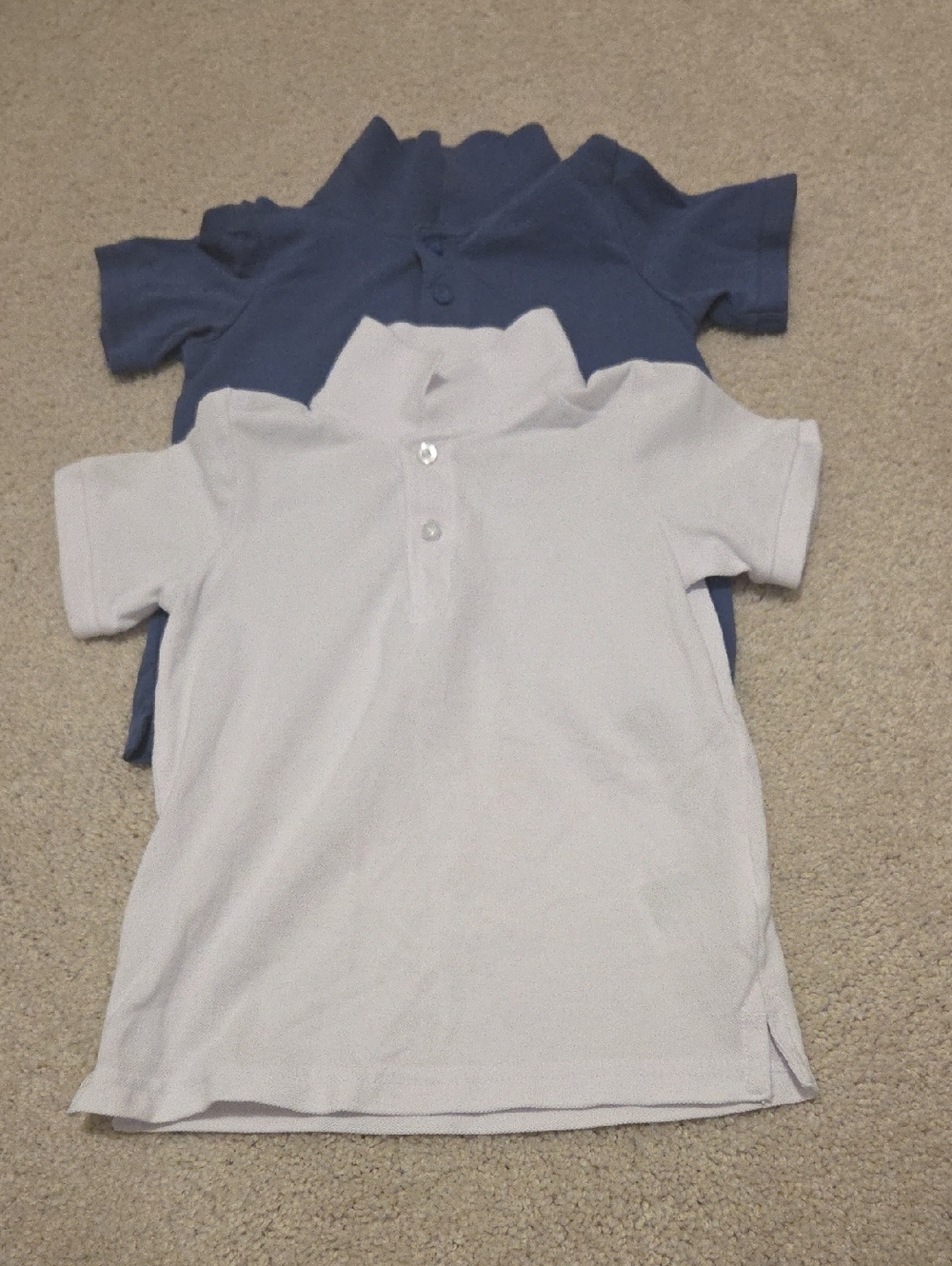 H&M White and Navy Short Sleeve Cotton Polos 2T